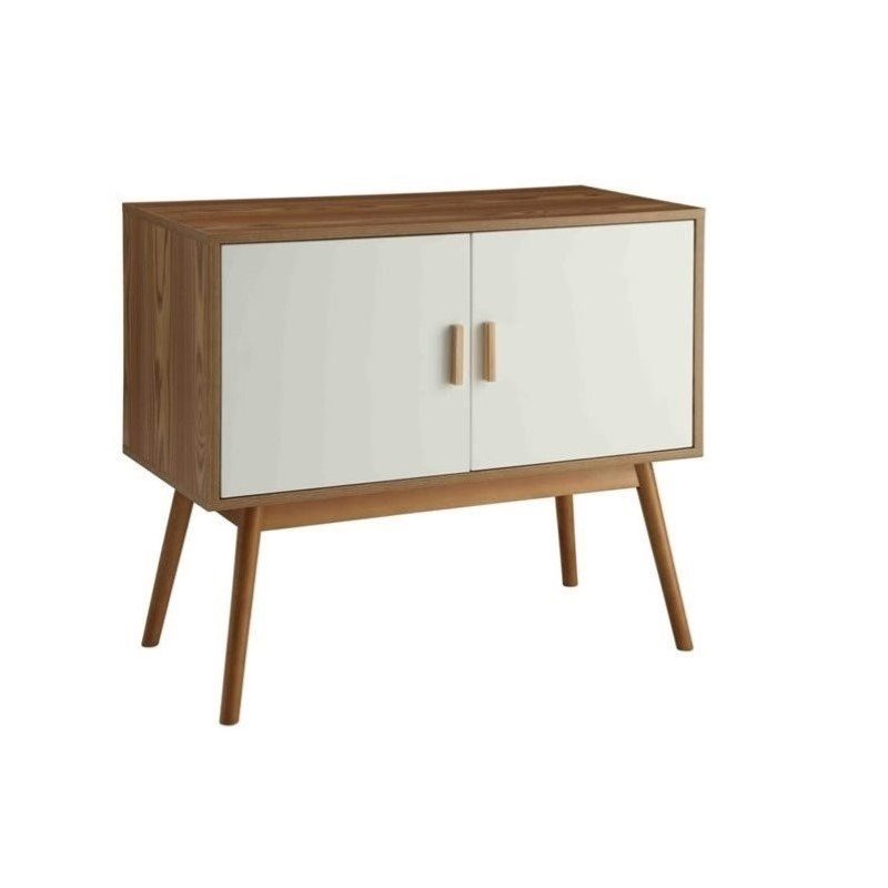 Pemberly Row Storage Console in White and Natural