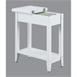 Pemberly Row Transitional Wood Flip Top End Table with Bottom Shelf in White