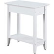 Pemberly Row Transitional Wood Flip Top End Table with Bottom Shelf in White