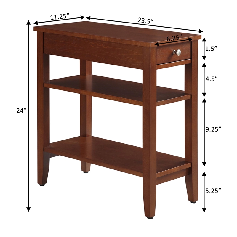 Pemberly Row 3-Tier and 1-Drawer Transitional Wood End Table in Cherry