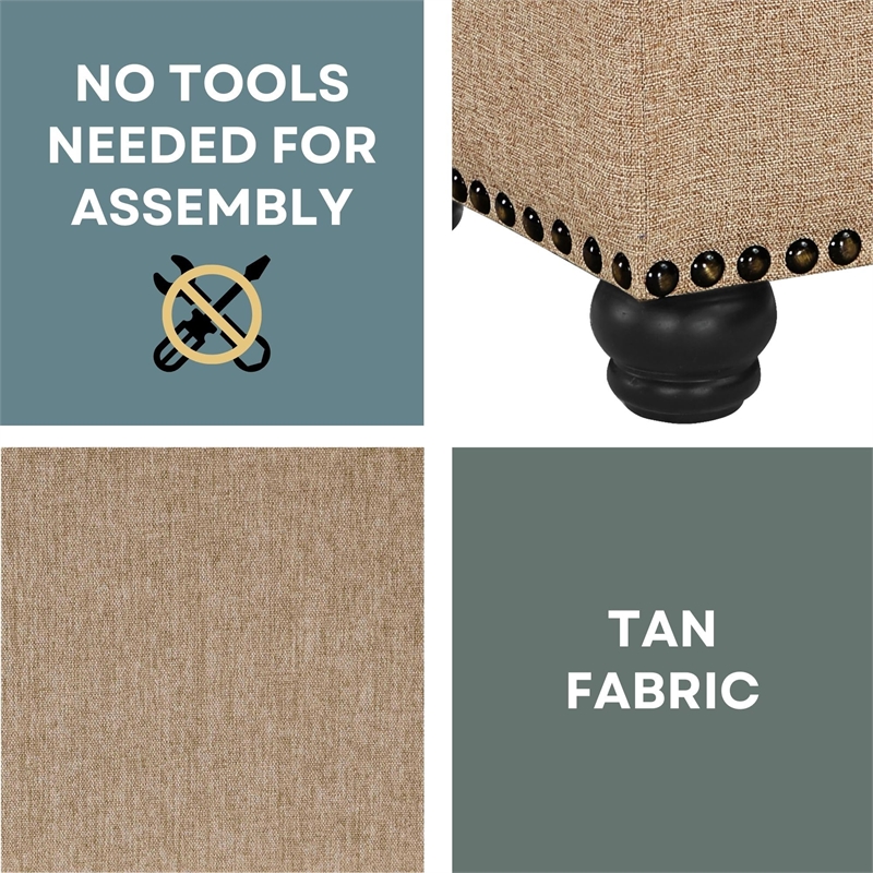 Pemberly Row Storage Ottoman in Tan