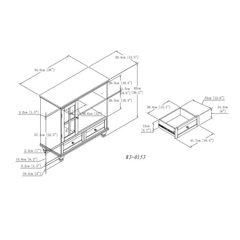 Pemberly Row Traditional Wood TV Stand for TVs up to 36