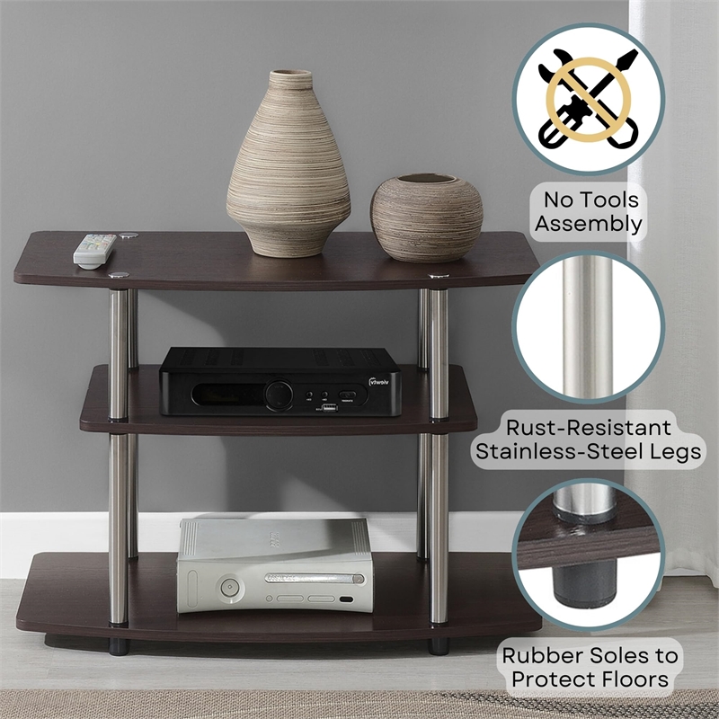 Pemberly Row Contemporary 3 Tier Wood TV Stand for TVs up to 32