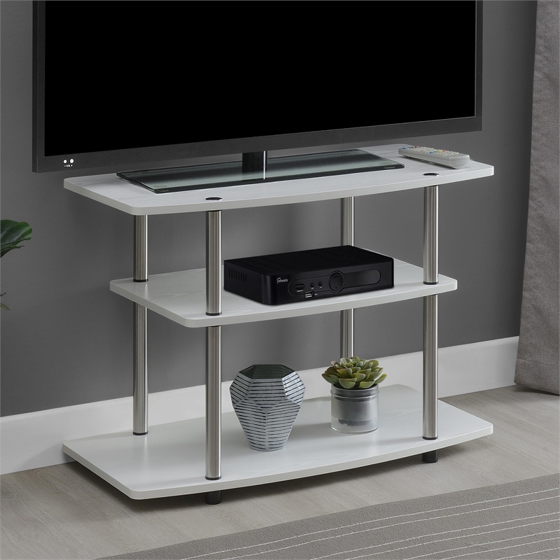 Pemberly Row Contemporary 3 Tier Wood TV Stand for TVs up to 32
