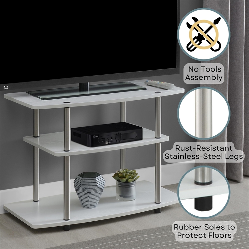 Pemberly Row Contemporary 3 Tier Wood TV Stand for TVs up to 32