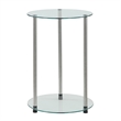 Pemberly Row Round Modern Glass/Metal End Table in Clear/Chrome