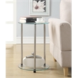 Pemberly Row Round Modern Glass/Metal End Table in Clear/Chrome