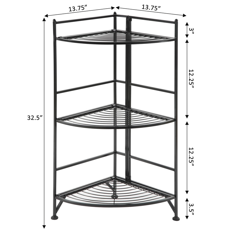 Pemberly Row Corner Plant Stand in Black Metal