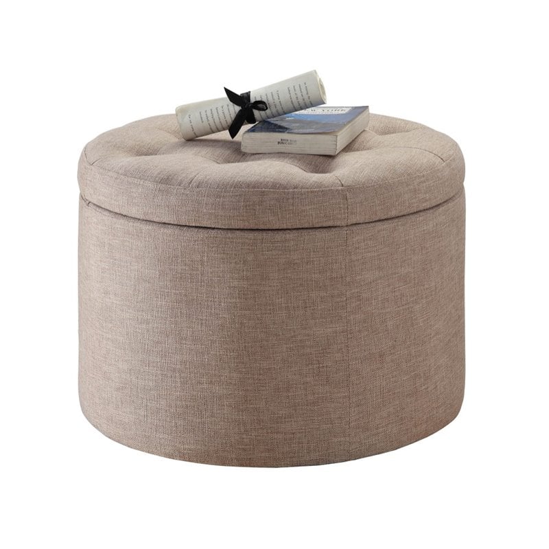 Pemberly Row Round Ottoman in Tan