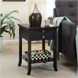 Pemberly Row Traditional Wood End Table with Drawer & Bottom Shelf in Black