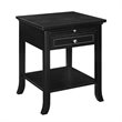 Pemberly Row Traditional Wood End Table with Drawer & Bottom Shelf in Black