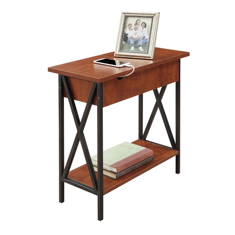 Pemberly Row Electric Flip Top Table in Black PR1473425