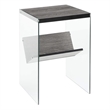 Pemberly Row Transitional Glass/Wood End Table in Weathered Gray
