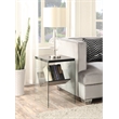 Pemberly Row Transitional Glass/Wood End Table in Weathered Gray