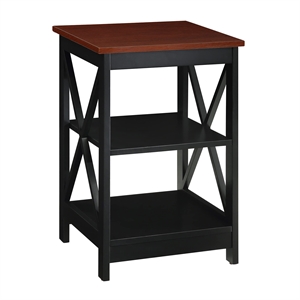 Pemberly Row Transitional Wood End Table with Middle & Bottom Shelf in Cherry