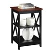 Pemberly Row Transitional Wood End Table with Middle & Bottom Shelf in Cherry
