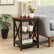 Pemberly Row Transitional Wood End Table with Middle & Bottom Shelf in Cherry