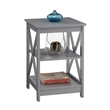 Pemberly Row Transitional Wood End Table with Middle & Bottom Shelf in Gray