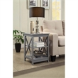 Pemberly Row Transitional Wood End Table with Middle & Bottom Shelf in Gray
