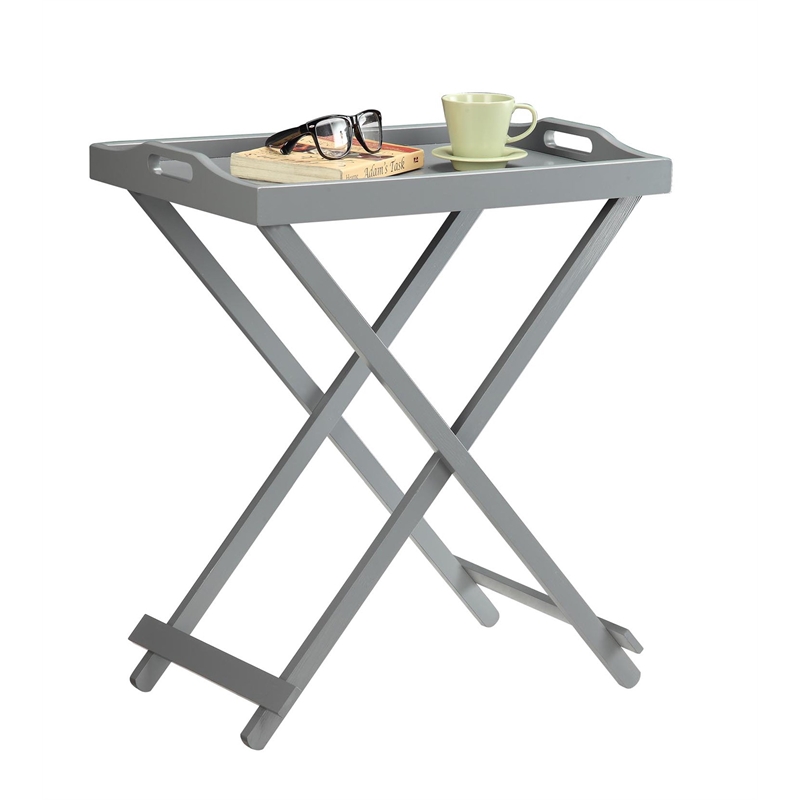 Pemberly Row Folding Tray Table in Gray