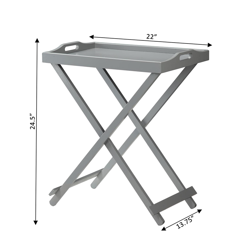 Pemberly Row Folding Tray Table in Gray