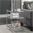 Pemberly Row Modern Glass and Metal End Table in Clear/Chrome