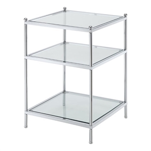 Pemberly Row Modern Glass and Metal End Table in Clear/Chrome