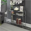 Pemberly Row Modern 3-Tier Console Table in Clear Glass and Chrome