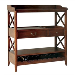 pemberly row open storage sideboard with wine rack in brown