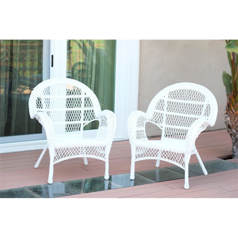 Pemberly Row Wicker Chair in White (Set of 2)
