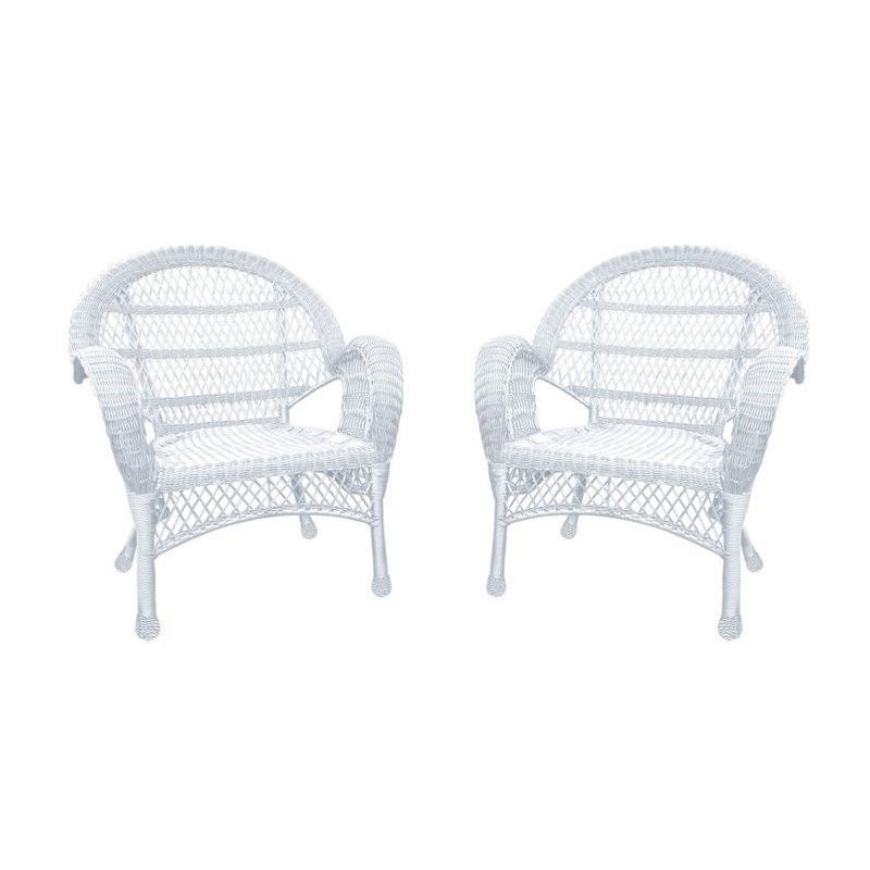 Pemberly Row Wicker Chair in White (Set of 2)