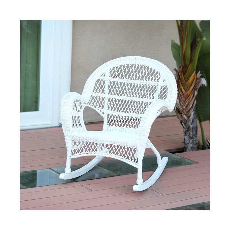 Pemberly Row Rocker Wicker Chair in White