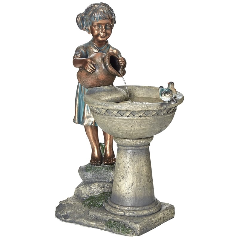 Pemberly Row Bird Bath Outdoor Water Fountain