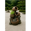 Pemberly Row Multi Pots Outdoor Water Fountain with Flower Pot