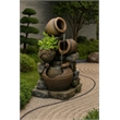 Pemberly Row Multi Pots Outdoor Water Fountain with Flower Pot