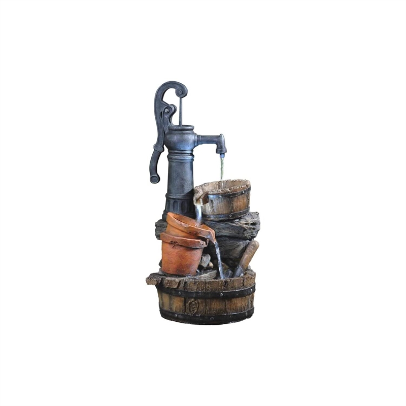 Pemberly Row Classic Water Pump Fountain with Led Light