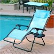 Pemberly Row Textilene Fabric Oversized Chair with Sunshade in Pacific Blue