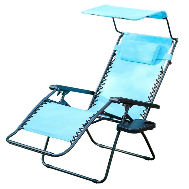 Pemberly Row Textilene Fabric Oversized Chair in Pacific Blue (Set of 2)