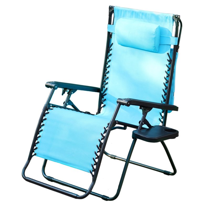 Pemberly Row Textilene Fabric Oversized Chair in Pacific Blue (Set of 2)