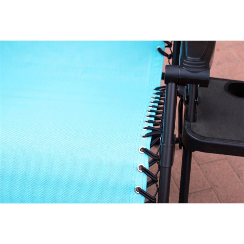 Pemberly Row Textilene Fabric Oversized Chair in Pacific Blue (Set of 2)