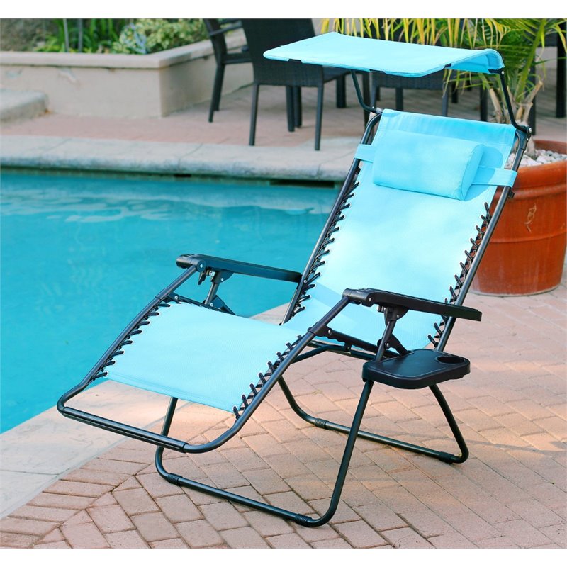 Pemberly Row Textilene Fabric Oversized Chair in Pacific Blue (Set of 2)