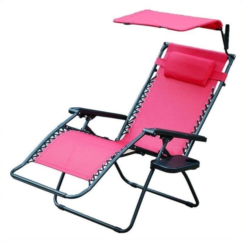 Pemberly Row Textilene Fabric/Metal Frame Oversized Chair with Sunshade Red