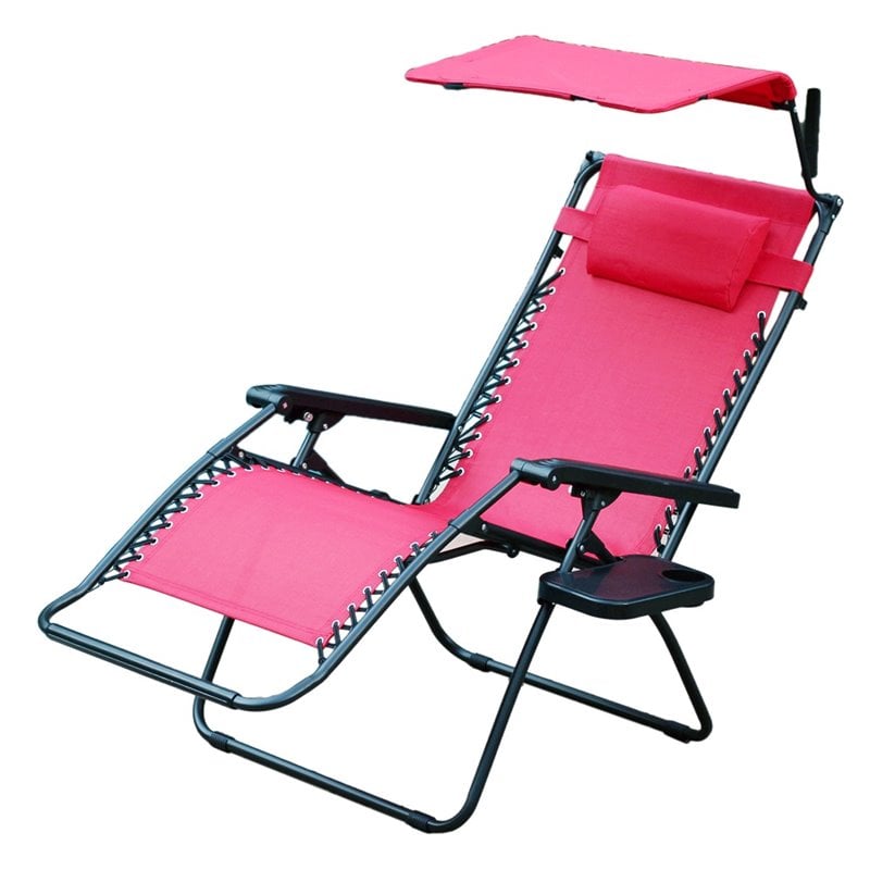 Pemberly Row Textilene Fabric/Metal Frame Oversized Chair in Red (Set of 2)