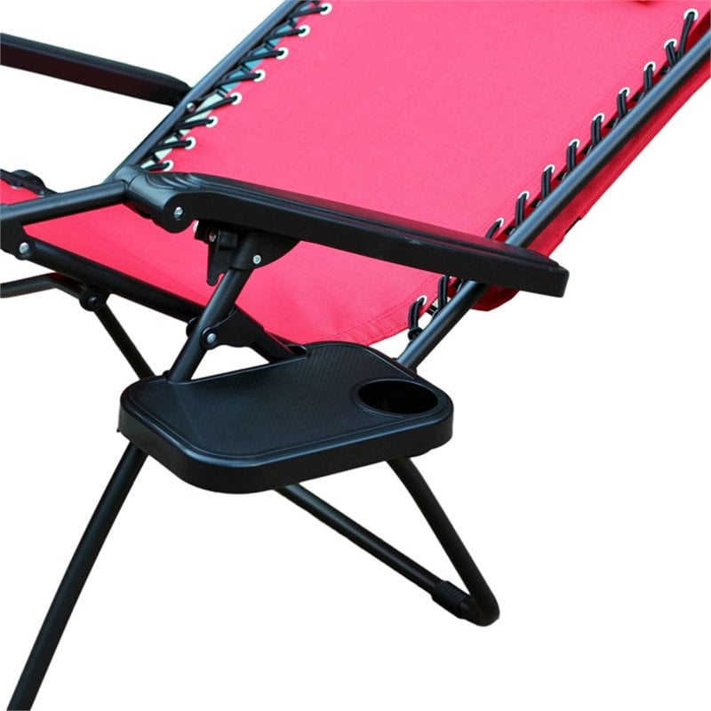 Pemberly Row Textilene Fabric/Metal Frame Oversized Chair in Red (Set of 2)
