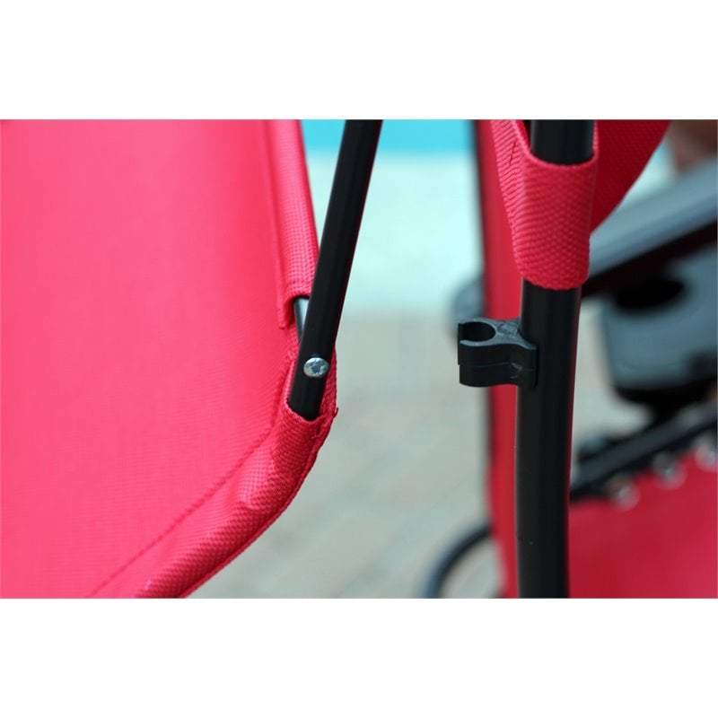 Pemberly Row Textilene Fabric/Metal Frame Oversized Chair in Red (Set of 2)