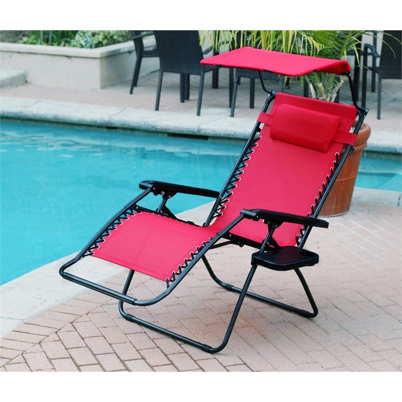 Pemberly Row Textilene Fabric/Metal Frame Oversized Chair in Red (Set of 2)