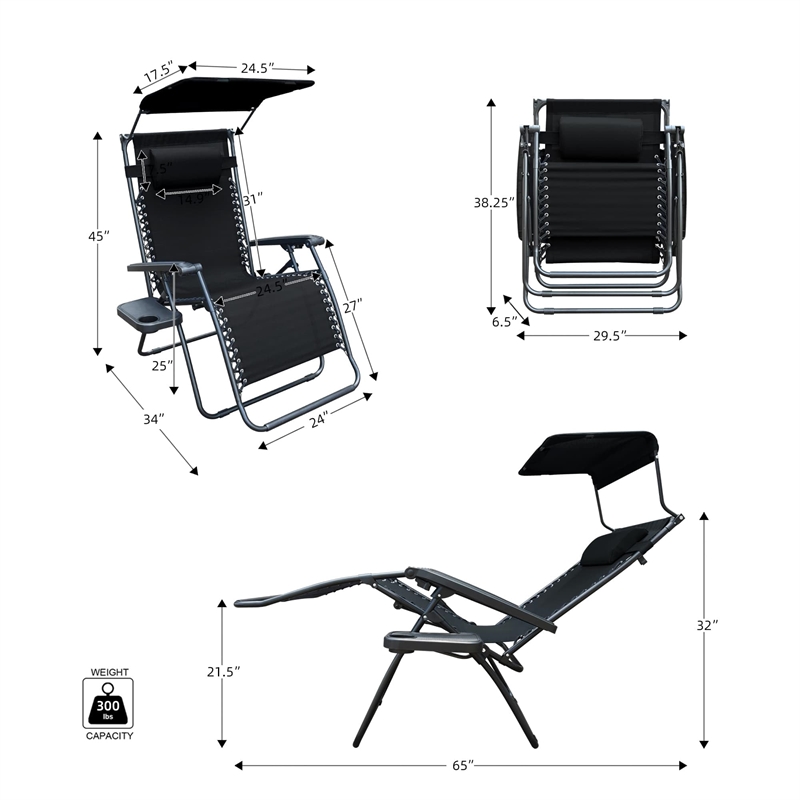 Pemberly Row Oversized Chair with Sunshade in Black