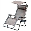 Pemberly Row Textilene Fabric Oversized Chair with Sunshade in Brown Mesh