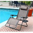 Pemberly Row Textilene Fabric Oversized Chair in Brown Mesh (Set of 2)