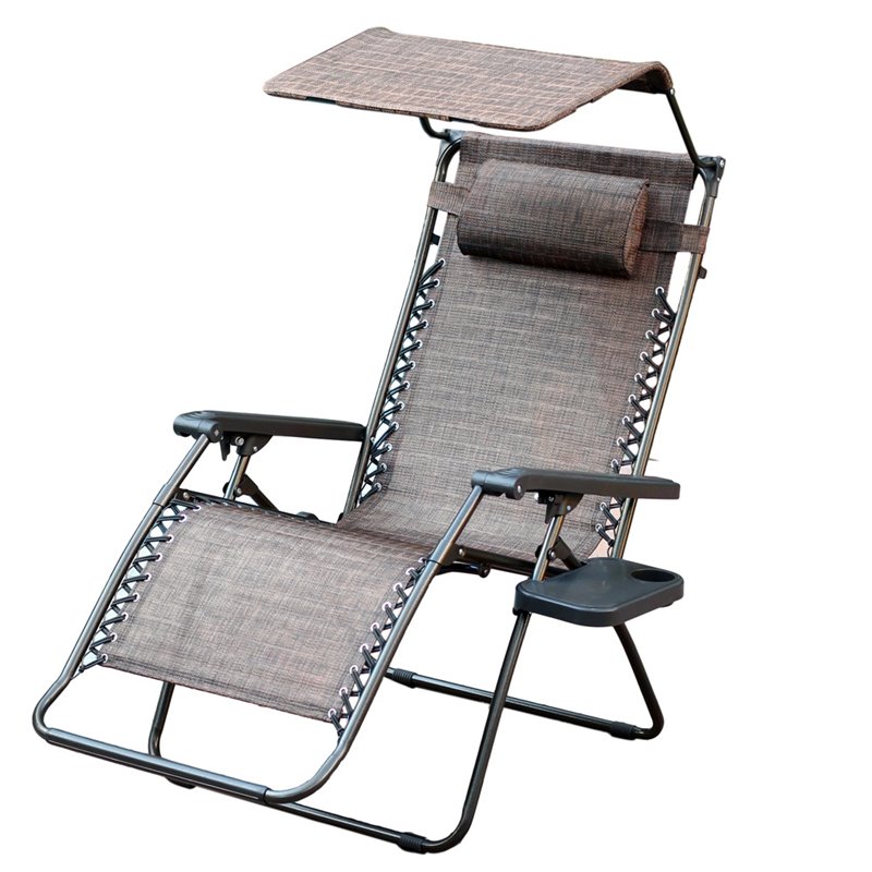 Pemberly Row Textilene Fabric Oversized Chair in Brown Mesh (Set of 2)